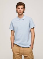blanqueador azul polo de piqué con logo bordado Pepe Jeans 06X41080 hombres