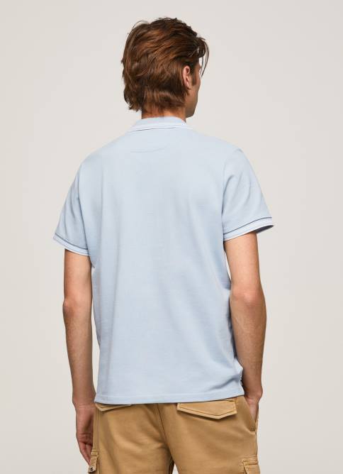 blanqueador azul polo de piqué con logo bordado Pepe Jeans 06X41080 hombres - Imagen 4