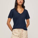 dulwich camiseta de lino con cuello de pico Pepe Jeans 06X4467 mujer
