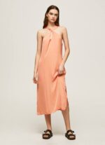 durazno vestido casey de raso liso Pepe Jeans 06X4187 mujer