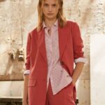 estudio rojo blazer de lino con corte holgado Pepe Jeans 06X4109 mujer