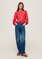 estudio rojo blusa plisada con diseño calado Pepe Jeans 06X4321 mujer - Imagen 2