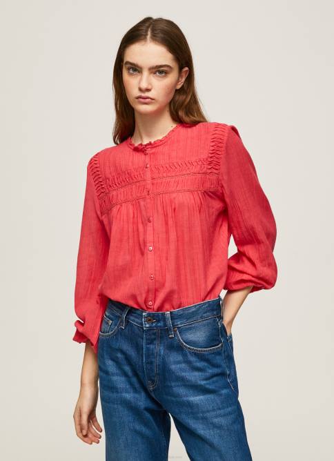 estudio_rojo_blusa_plisada_con_diseno_calado_pepe_jeans_06x4321_mujer.jpg estudio rojo blusa plisada con diseño calado Pepe Jeans 06X4321 mujer - Imagen 1