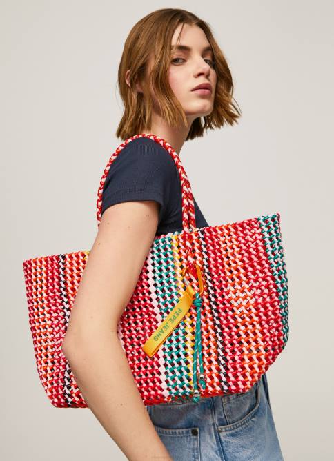 estudio_rojo_bolsa_de_plastico_tejida_pepe_jeans_06x4720_mujer.jpg estudio rojo bolsa de plástico tejida Pepe Jeans 06X4720 mujer - Imagen 1