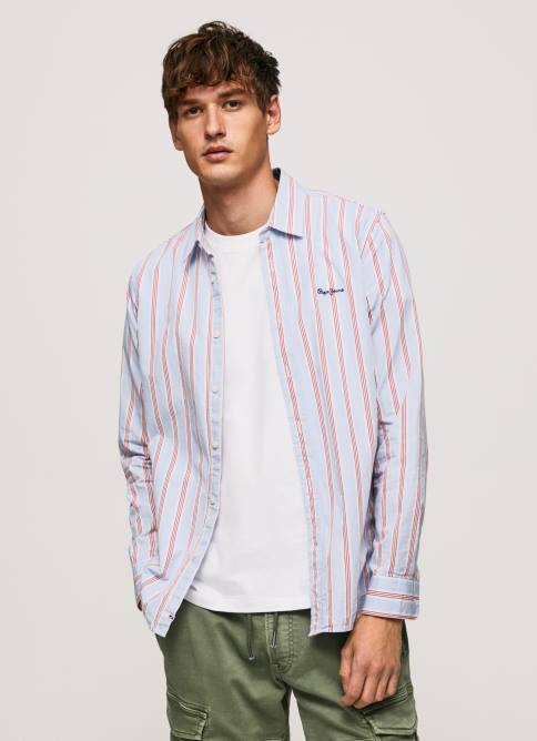 estudio_rojo_camisa_lister_fil_a_fil_slim_fit_pepe_jeans_06x41065_hombres.jpg estudio rojo camisa lister fil-a-fil slim fit Pepe Jeans 06X41065 hombres - Imagen 1