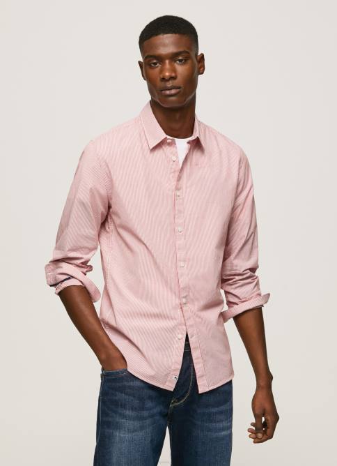 estudio rojo camisa percy de popelina con rayas de bengala Pepe Jeans 06X41074 hombres - Imagen 1