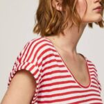 estudio rojo camiseta con estampado de rayas Pepe Jeans 06X4446 mujer