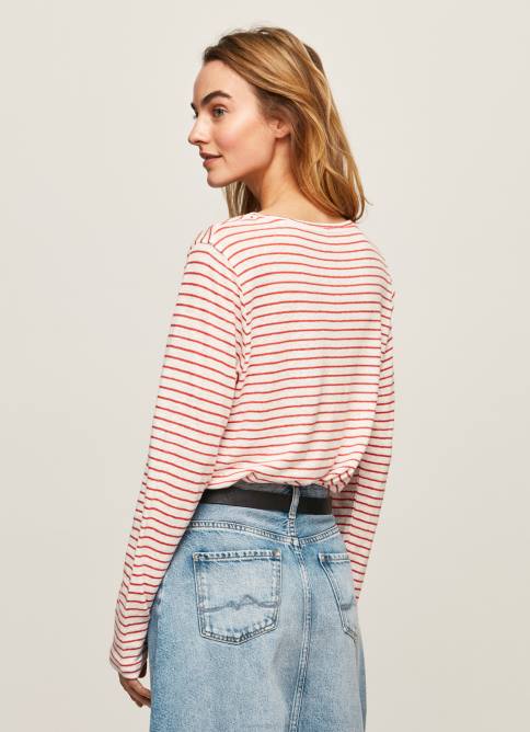 estudio rojo camiseta de manga larga a rayas Pepe Jeans 06X4395 mujer - Imagen 4