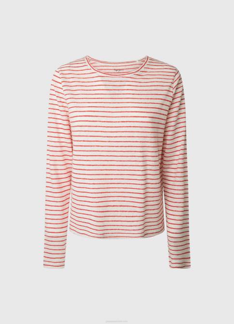 estudio rojo camiseta de manga larga a rayas Pepe Jeans 06X4395 mujer - Imagen 5