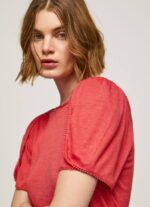 estudio rojo camiseta jaspeada con cuello barco Pepe Jeans 06X4435 mujer