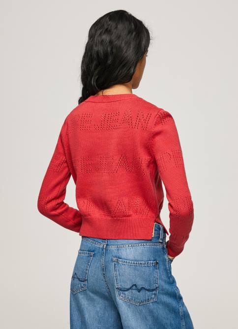 estudio rojo jersey de algodón con detalles calados Pepe Jeans 06X4259 mujer - Imagen 4