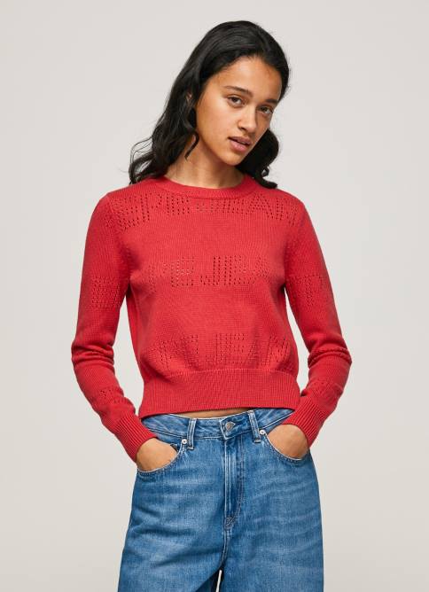 estudio rojo jersey de algodón con detalles calados Pepe Jeans 06X4259 mujer - Imagen 1