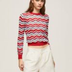estudio rojo jersey de corte estándar en zig-zag Pepe Jeans 06X4227 mujer