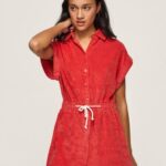 estudio rojo mono corto de terciopelo Pepe Jeans 06X4210 mujer