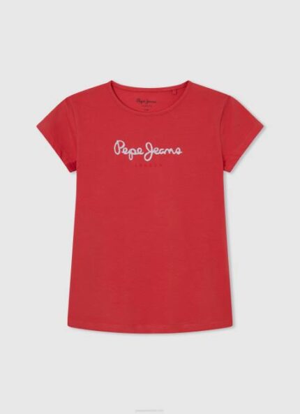 estudio rojo playera con logo brillante Pepe Jeans 06X41469 chica
