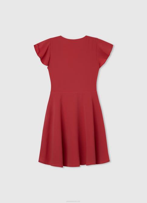 estudio rojo vestido de crepe con escote cruzado Pepe Jeans 06X41374 chica - Imagen 2