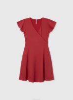 estudio rojo vestido de crepe con escote cruzado Pepe Jeans 06X41374 chica