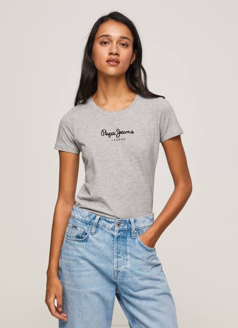 gris_marga_camiseta_basica_con_logo_pepe_jeans_06x4401_mujer.jpg gris marga camiseta básica con logo Pepe Jeans 06X4401 mujer - Imagen 1