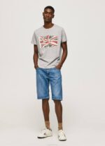 gris marga camiseta con el logo de la bandera y la bandera ondeando Pepe Jeans 06X4936 hombres - Imagen 2