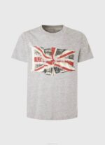 gris marga camiseta con el logo de la bandera y la bandera ondeando Pepe Jeans 06X4936 hombres - Imagen 5