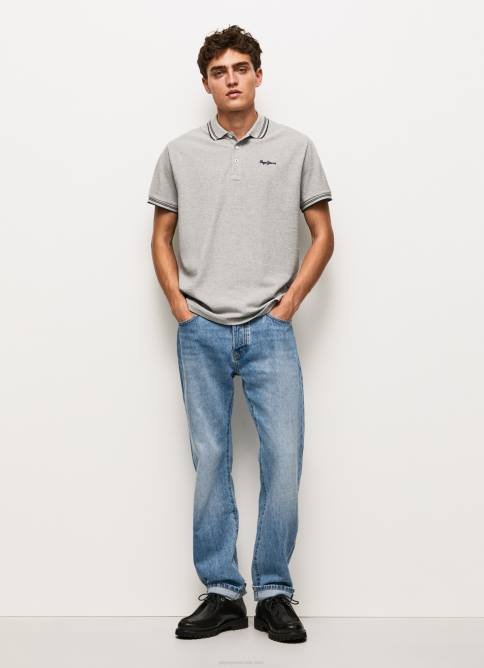 gris marga polo de piqué con logo bordado Pepe Jeans 06X41077 hombres - Imagen 2