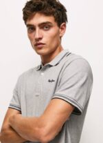 gris marga polo de piqué con logo bordado Pepe Jeans 06X41077 hombres