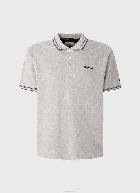 gris marga polo de piqué con logo bordado Pepe Jeans 06X41077 hombres - Imagen 5