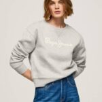 gris marga suéter con logo estampado Pepe Jeans 06X4267 mujer