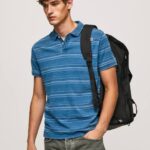 índigo polo de algodón estampado a rayas Pepe Jeans 06X41083 hombres
