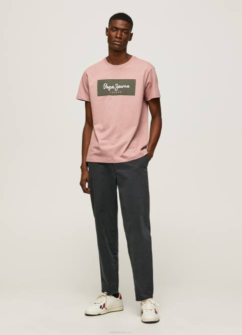 lejía rosa playera con logo bordado Pepe Jeans 06X4926 hombres - Imagen 2