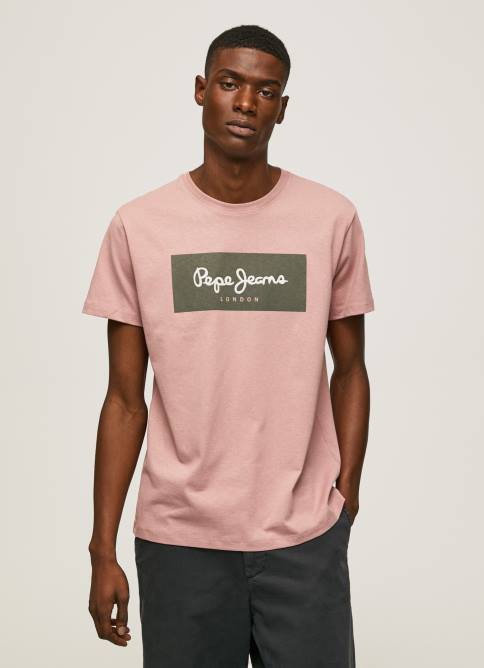 lejía rosa playera con logo bordado Pepe Jeans 06X4926 hombres - Imagen 1