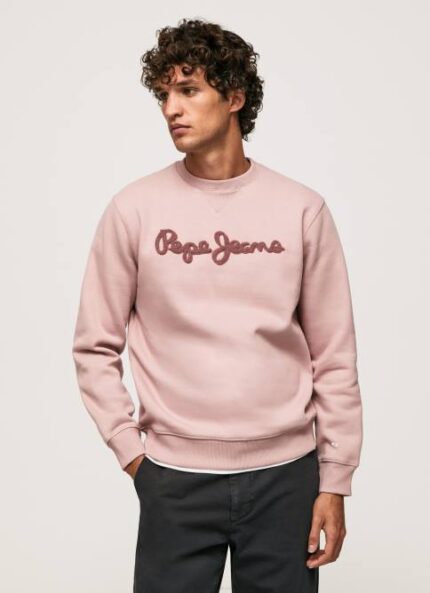 lejía rosa suéter con logo bordado Pepe Jeans 06X4882 hombres