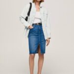 mezclilla falda de mezclilla de corte estándar Pepe Jeans 06X4485 mujer