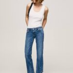mezclilla jeans rectos de tiro bajo alex Pepe Jeans 06X424 mujer
