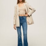mezclilla vaqueros dion de talle alto acampanados Pepe Jeans 06X460 mujer