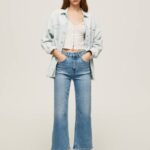 mezclilla vaqueros lexa sky de talle alto y ancho Pepe Jeans 06X490 mujer