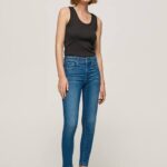 mezclilla vaqueros pitillo con tiro medio Zoe Pepe Jeans 06X440 mujer
