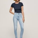 mezclilla vaqueros pitillo de talle alto Pepe Jeans 06X438 mujer
