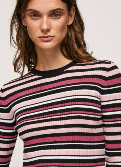 multi jersey de rayas con cuello redondo Pepe Jeans 06X4261 mujer - Imagen 3