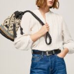 negro bolso bombonera de paja Pepe Jeans 06X4719 mujer