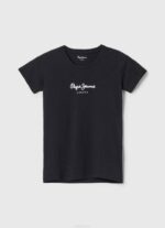 negro camiseta básica con logo Pepe Jeans 06X4400 mujer - Imagen 5