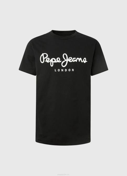 negro camiseta de manga corta de algodón Pepe Jeans 06X41003 hombres - Imagen 5