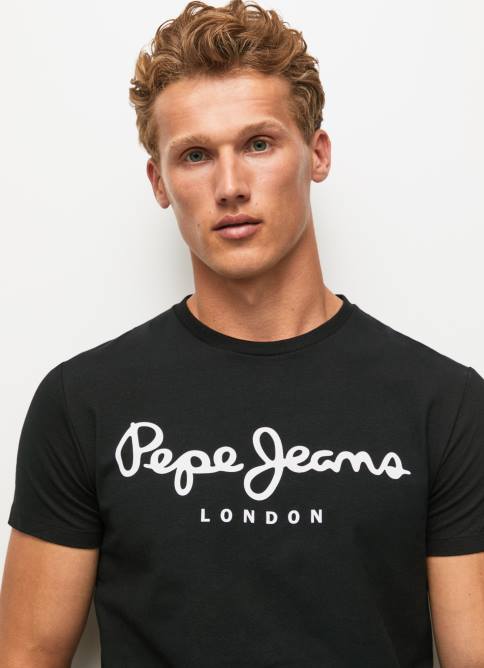 negro camiseta de manga corta de algodón Pepe Jeans 06X41003 hombres - Imagen 1