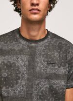 negro lavado playera con estampado de bandana Pepe Jeans 06X4937 hombres - Imagen 3