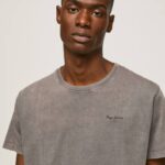 negro lavado playera con logo estampado Pepe Jeans 06X4927 hombres