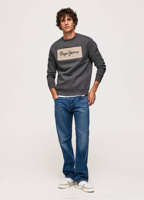 negro lavado suéter con logo bordado Pepe Jeans 06X4872 hombres - Imagen 2