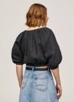 negro top corto con cuello en V Pepe Jeans 06X4374 mujer - Imagen 4