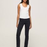 negro venus jeans rectos de talle bajo de venus Pepe Jeans 06X4298 mujer