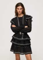 negro vestido corto con detalles bordados Pepe Jeans 06X4190 mujer - Imagen 2