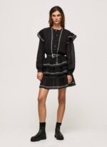 negro vestido corto con detalles bordados Pepe Jeans 06X4190 mujer